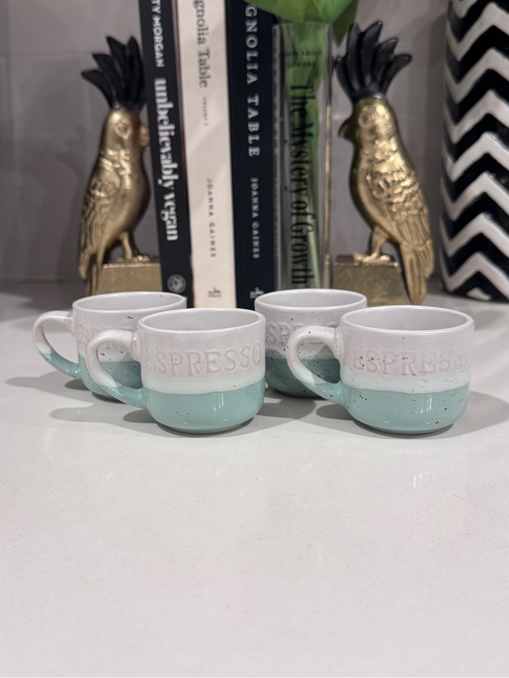 Sheffield Home Mint and White Espresso Cup Set - 4 Pack